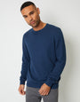 Denim Blue Mini Cable Knit Crew Neck Jumper
