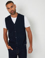 Navy Knitted Button Up Waistcoat