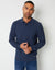 Denim Blue Long Sleeve Textured Knitted Polo Jumper