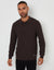 Chocolate Brown Long Sleeve Textured Knitted Polo Jumper