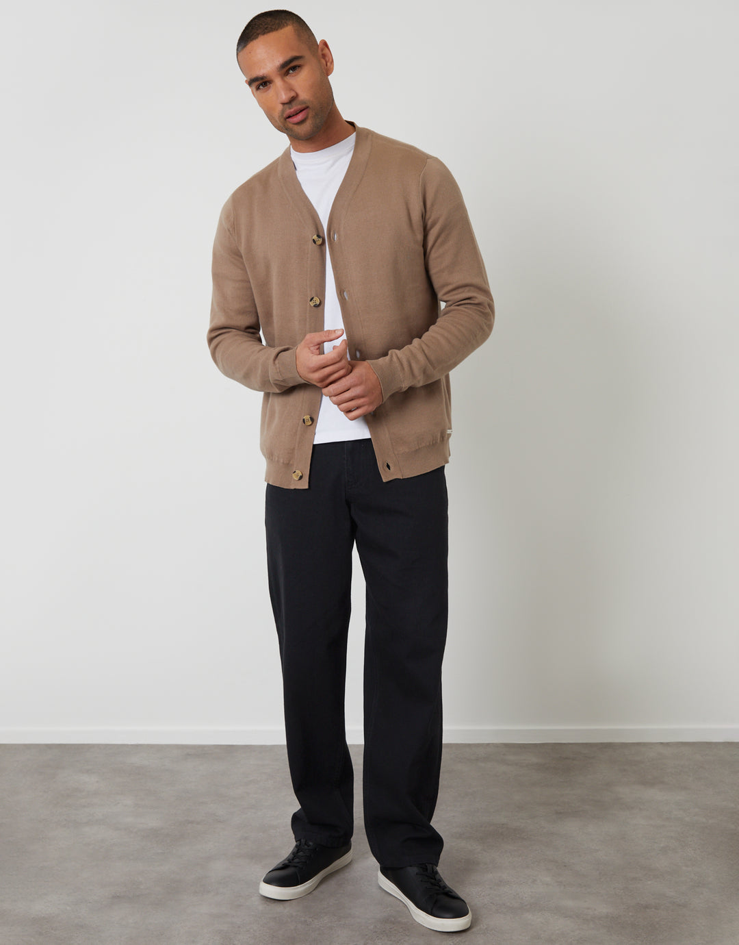 Taupe Button Up Knitted Cardigan