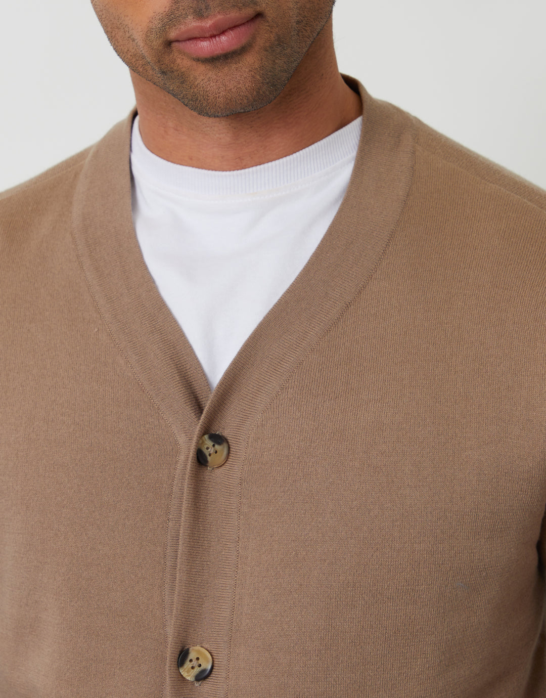 Taupe Button Up Knitted Cardigan