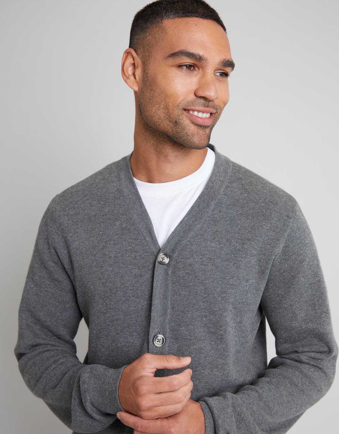 Charcoal Grey Marl Knitted Cardigan