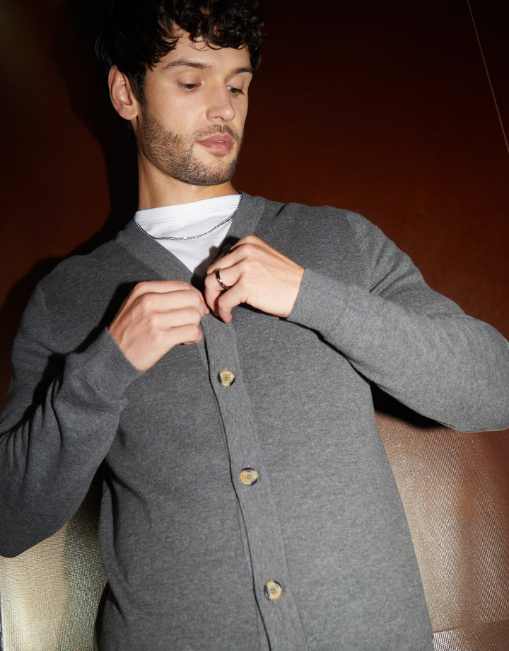 Charcoal Grey Marl Knitted Cardigan