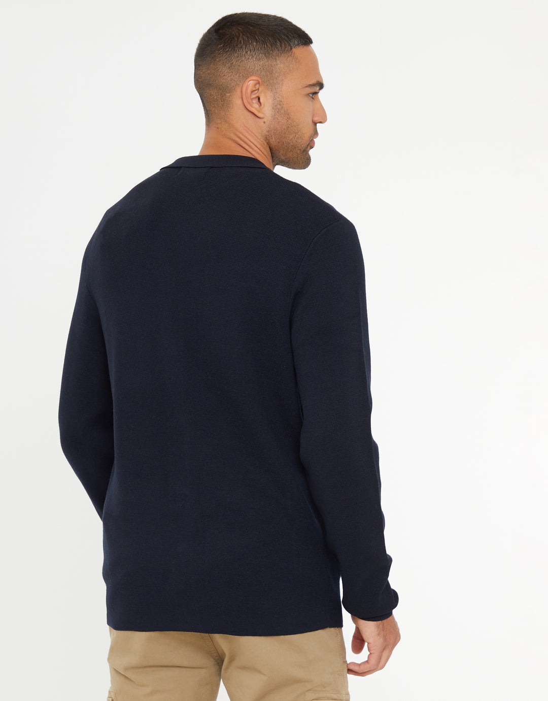 Navy Knitted Long Sleeve Shirt
