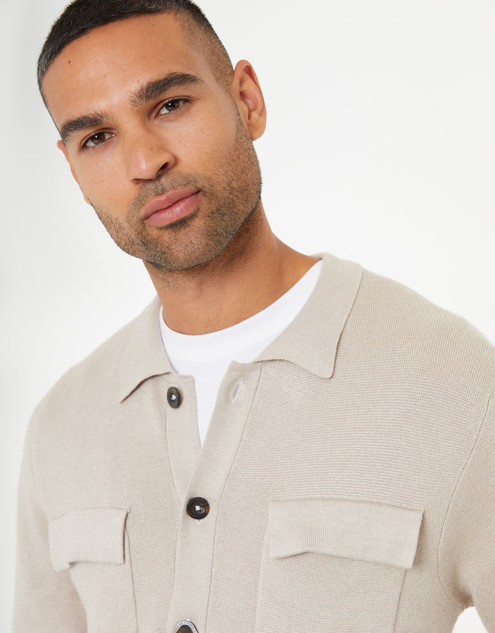 Stone Knitted Long Sleeve Shirt