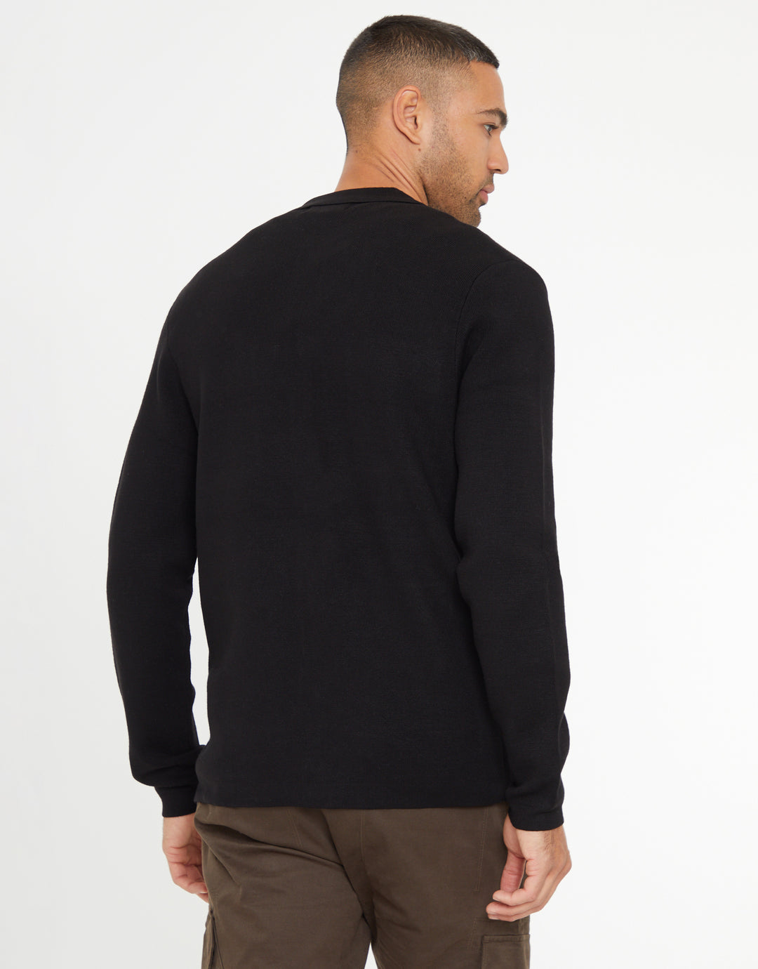 Black Knitted Long Sleeve Shirt