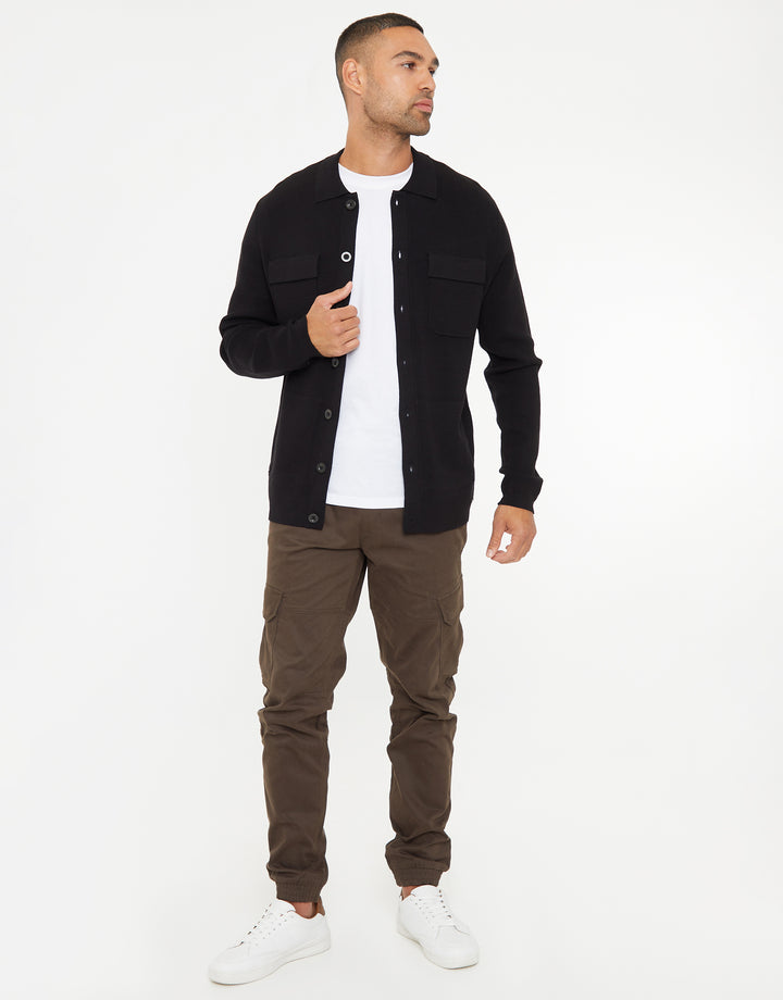 Black Knitted Long Sleeve Shirt