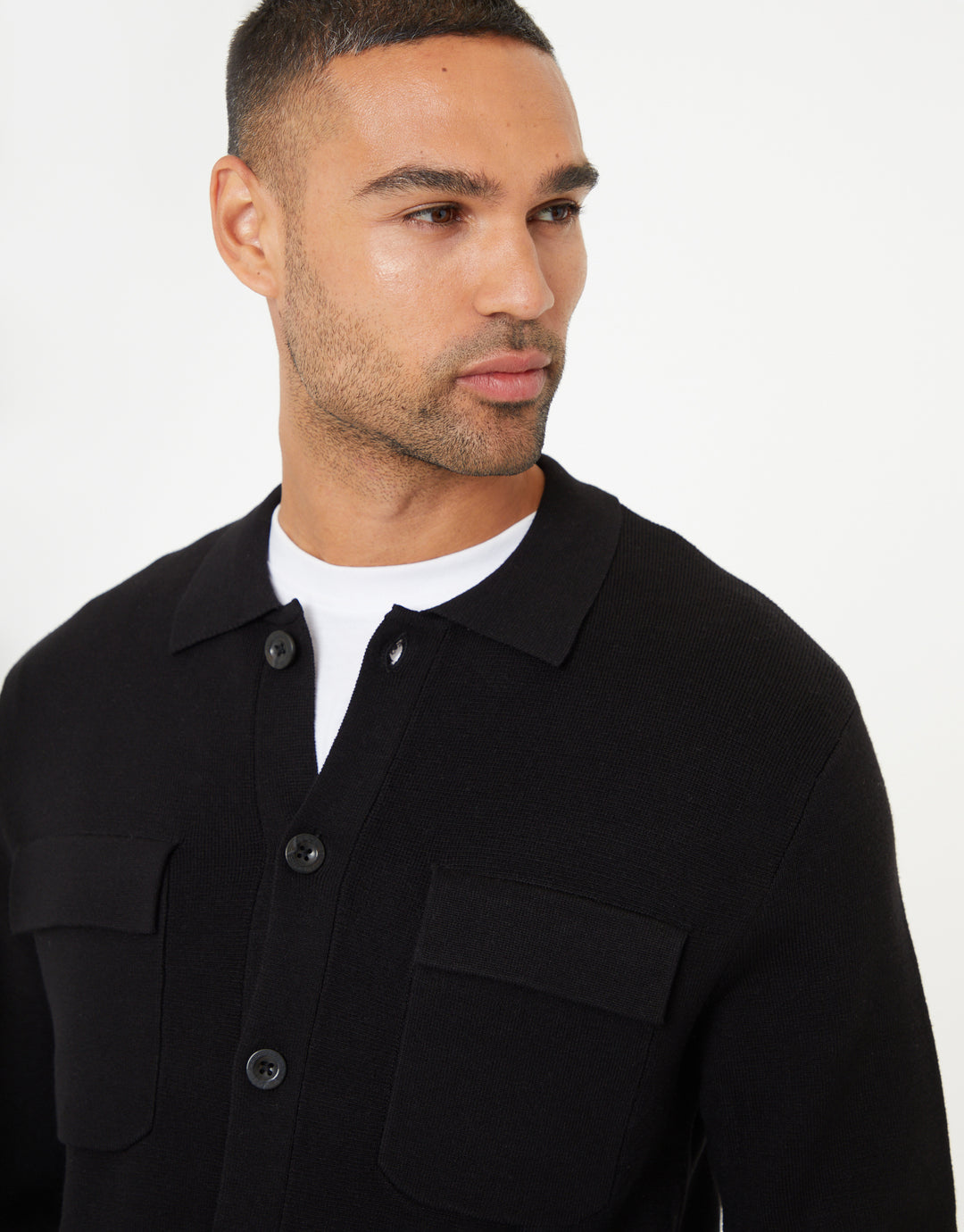 Black Knitted Long Sleeve Shirt