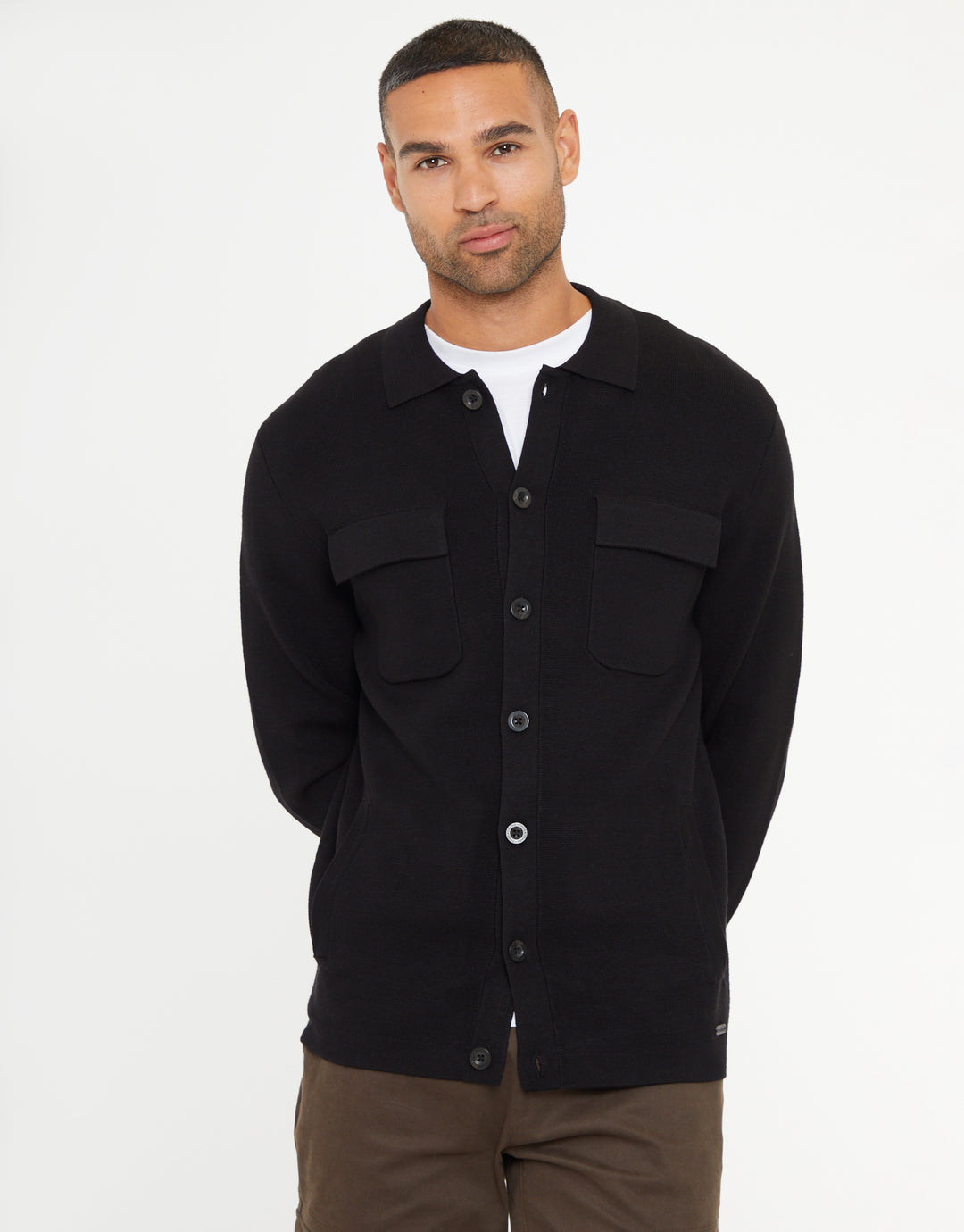 Black Knitted Long Sleeve Shirt