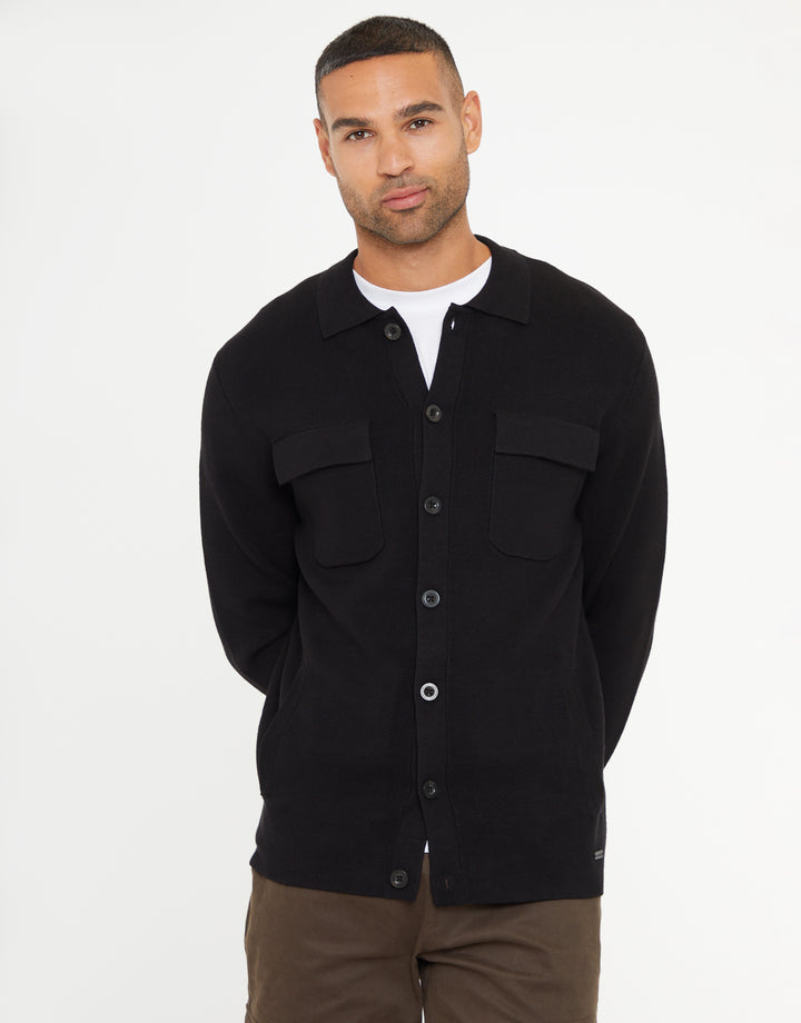 Black Knitted Long Sleeve Shirt