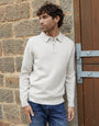 Ecru Marl Long Sleeve Quarter Zip Polo Jumper