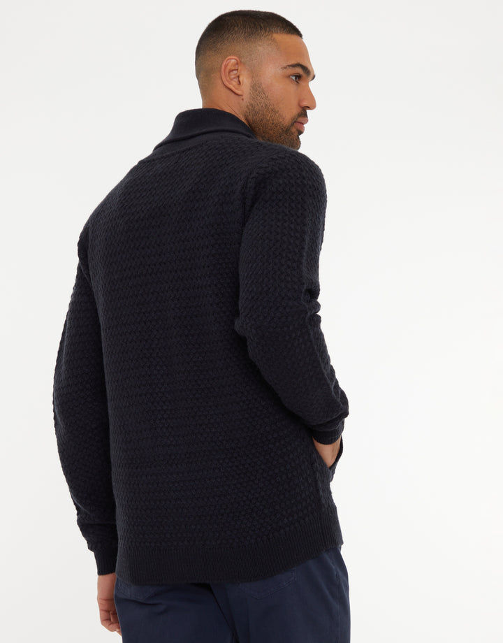 Navy Knitted Shawl Cardigan