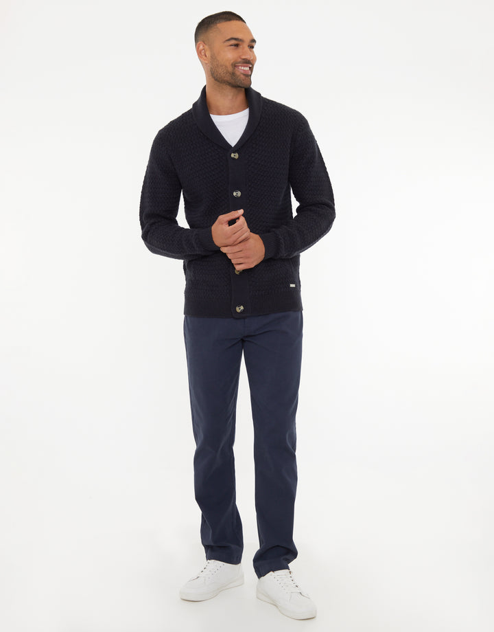 Navy Knitted Shawl Cardigan