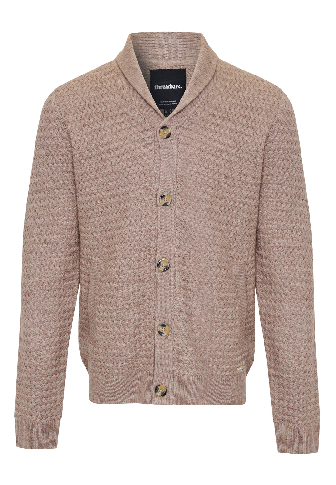Taupe Knitted Shawl Cardigan