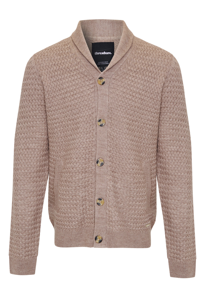 Taupe Knitted Shawl Cardigan