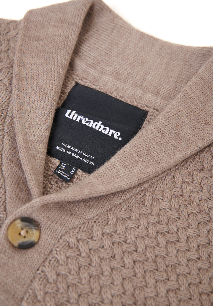Taupe Knitted Shawl Cardigan