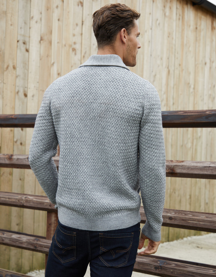 Grey Marl Knitted Shawl Cardigan