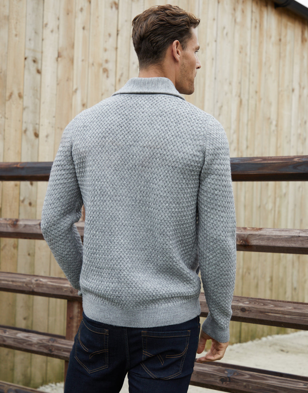 Grey Marl Knitted Shawl Cardigan