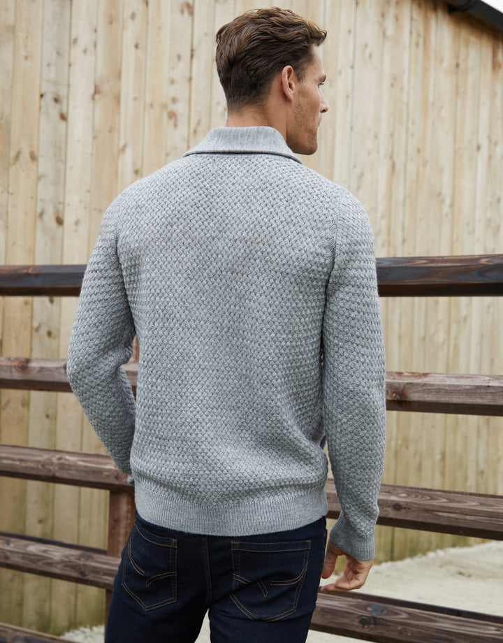 Grey Marl Knitted Shawl Cardigan