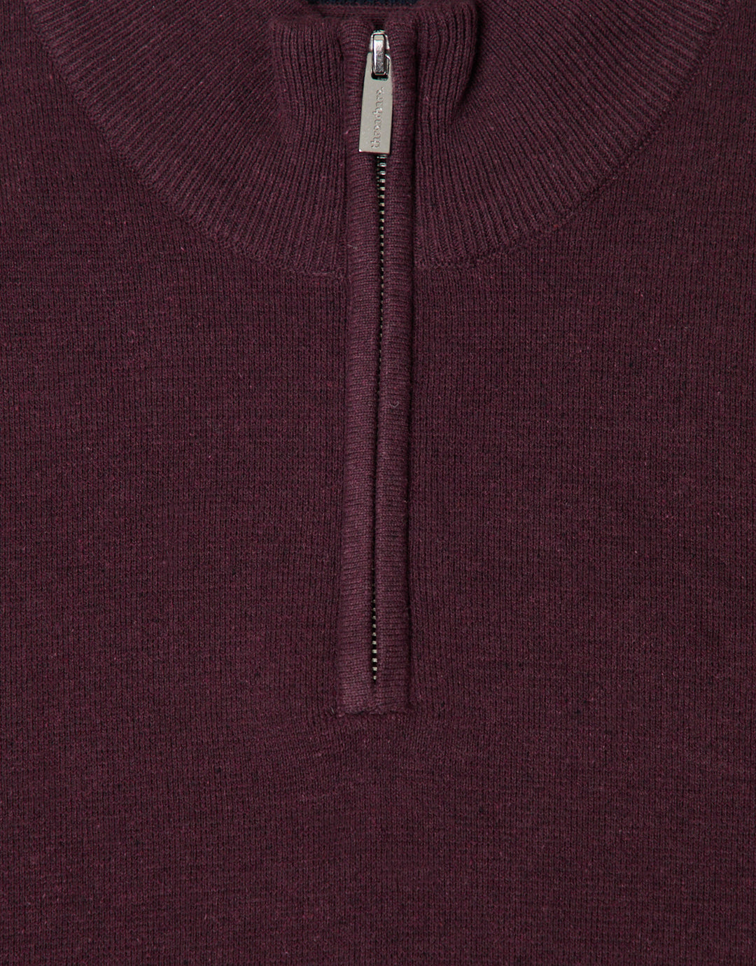 Threadbare Cotton Rich Quarter Zip Jumper in Burgundy - close up