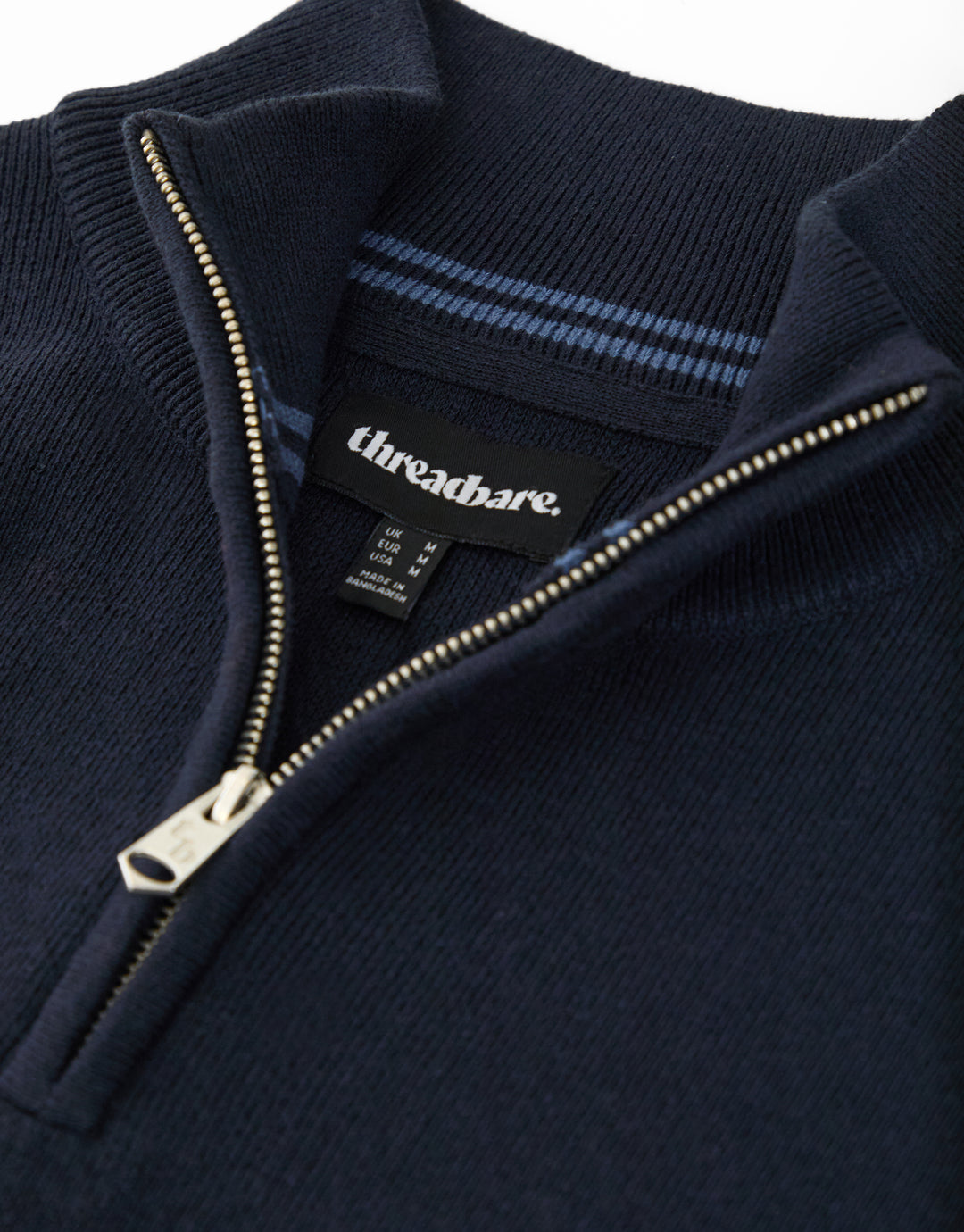 Navy Knitted Quarter Zip Jumper