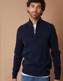 Navy Knitted Quarter Zip Jumper
