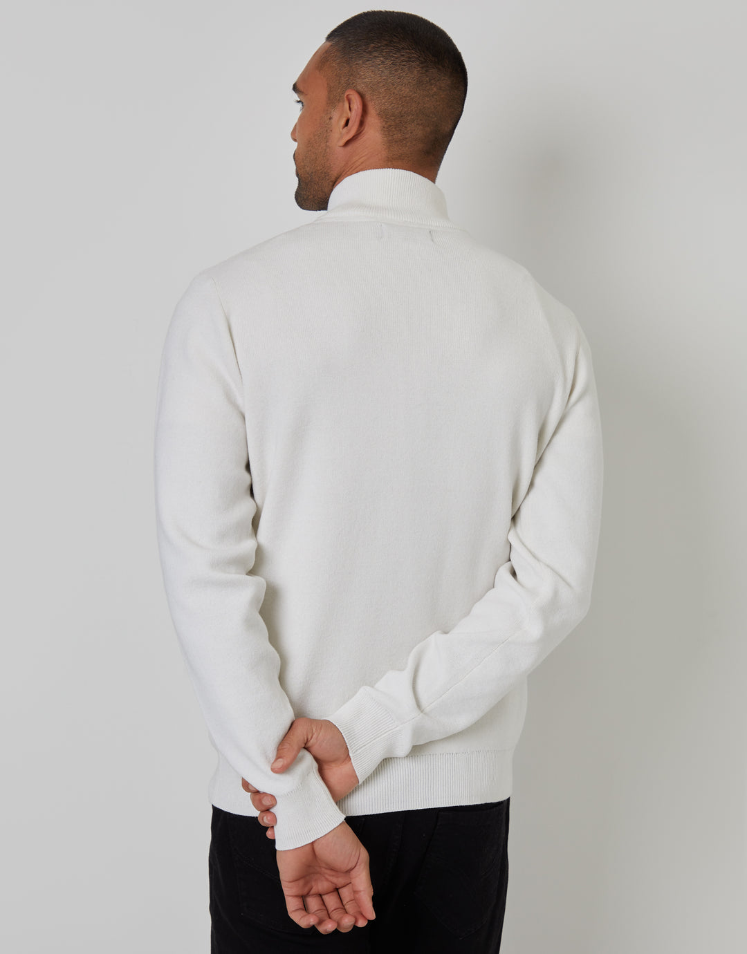 Stone Knitted Quarter Zip Jumper