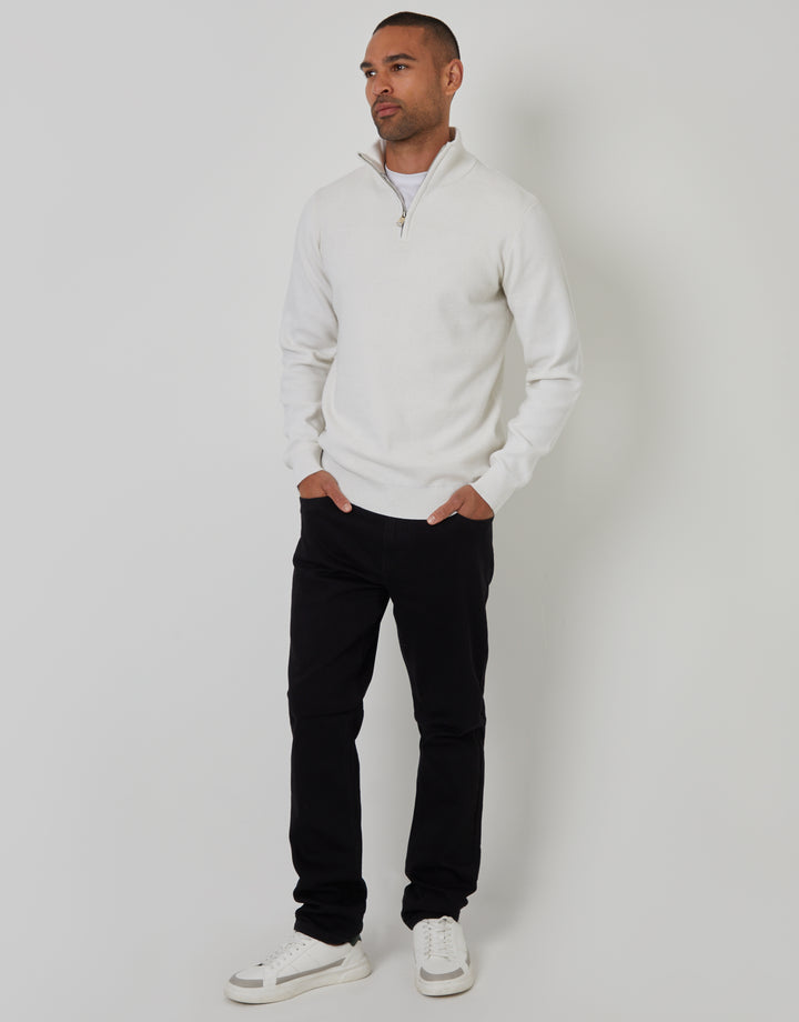 Stone Knitted Quarter Zip Jumper