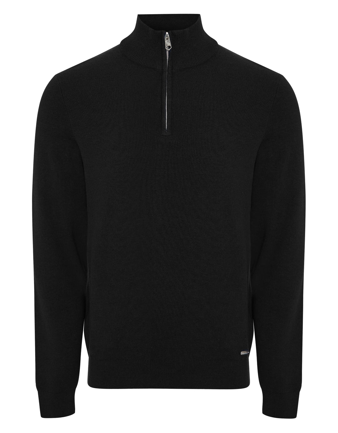 Black Knitted Quarter Zip Jumper