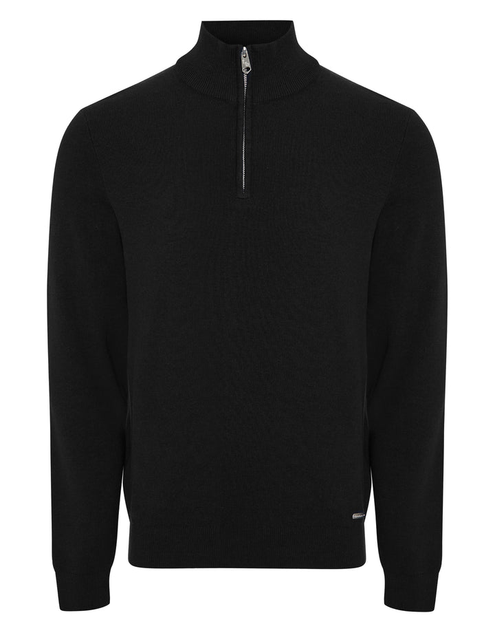Black Knitted Quarter Zip Jumper