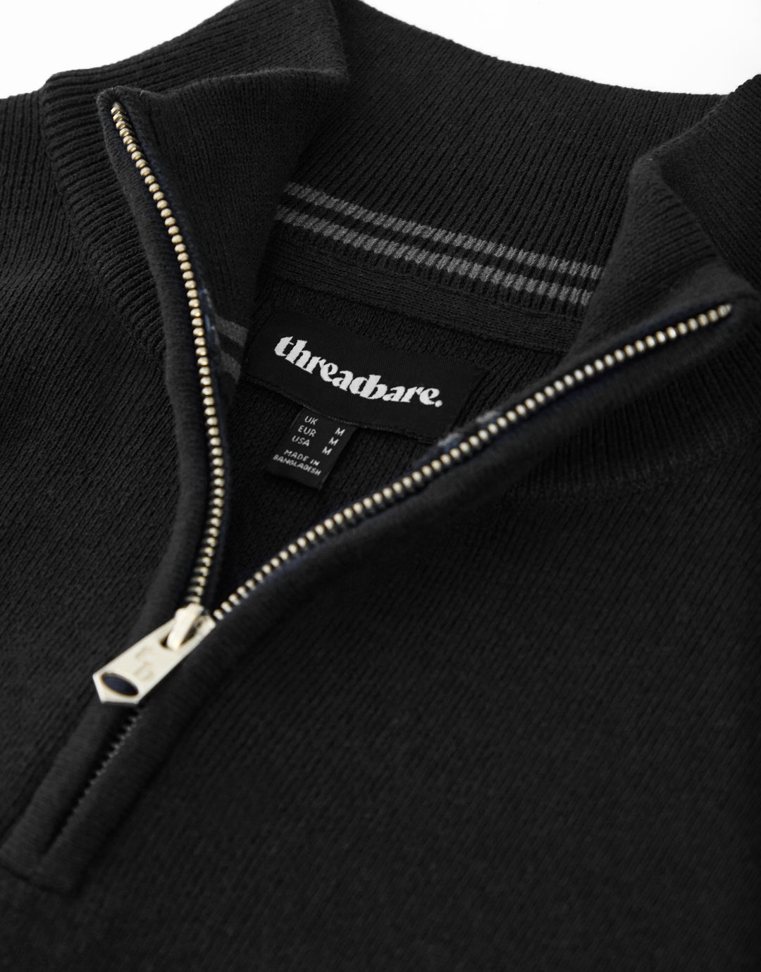 Black Knitted Quarter Zip Jumper
