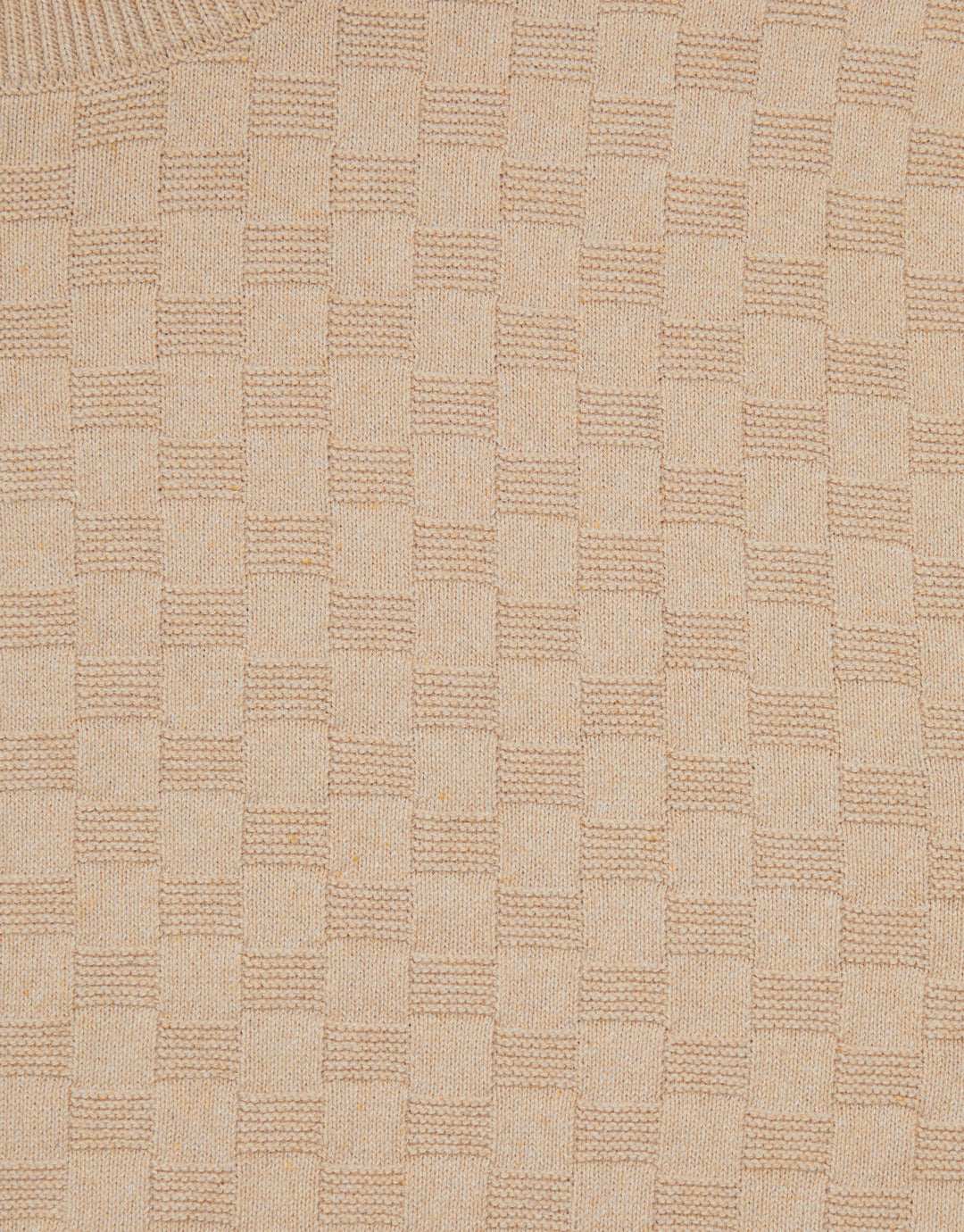 Beige Textured Knit Crew Neck Jumper