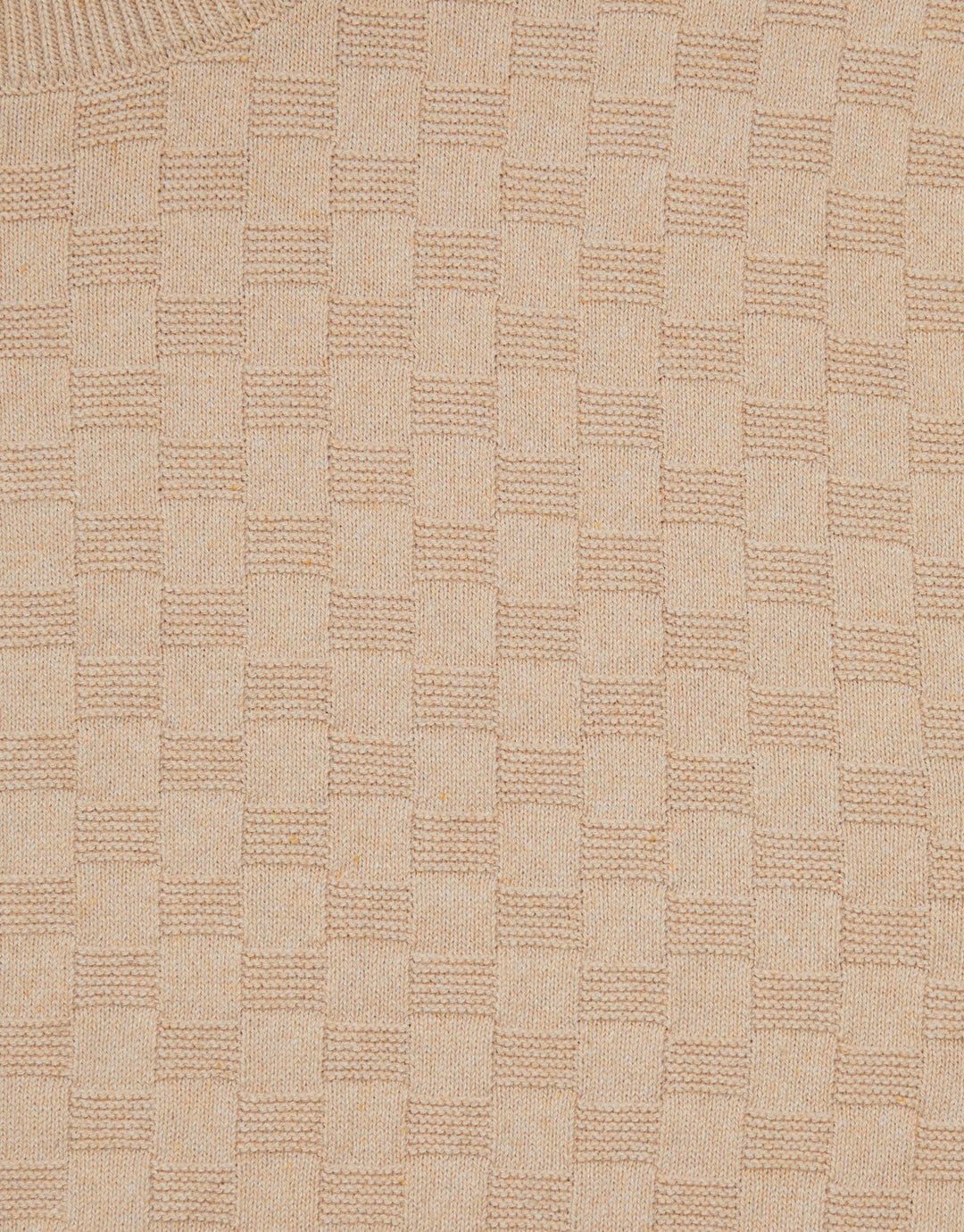 Beige Textured Knit Crew Neck Jumper