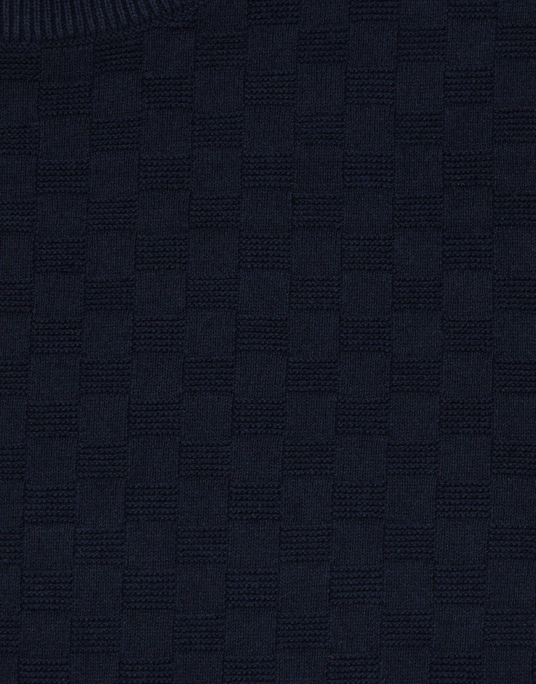 Navy Textured Knit Crew Neck Jumper