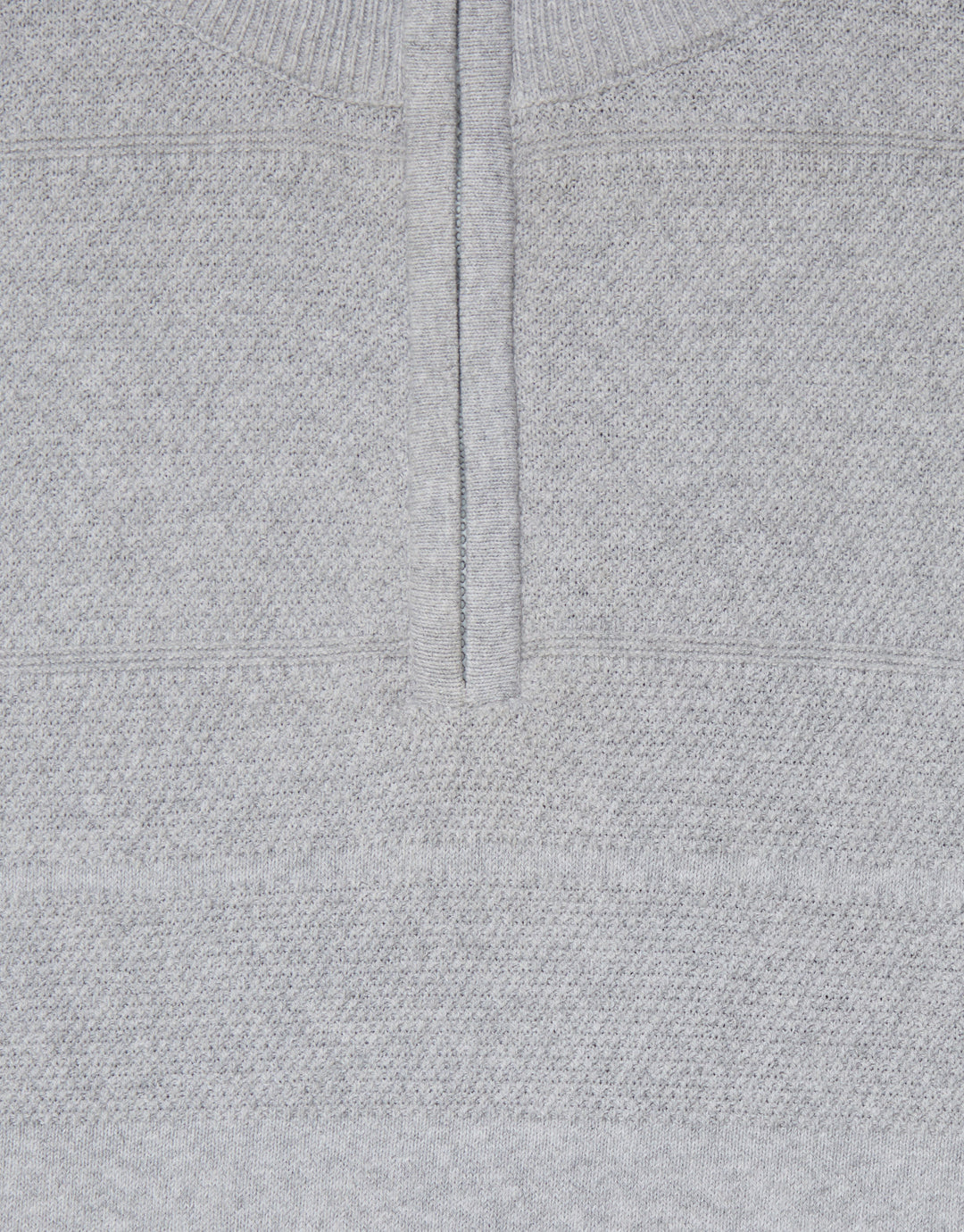 Light Grey Marl Textured Stripe Detail Quarter Zip Jumper