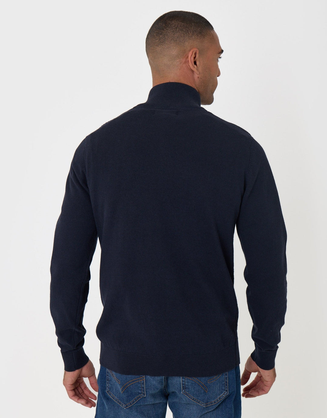 Threadbare Mini Cable Knit Quarter Zip Jumper in Black - back view