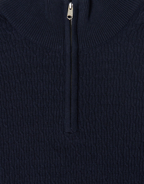 Threadbare Mini Cable Knit Quarter Zip Jumper in Black - zip detail
