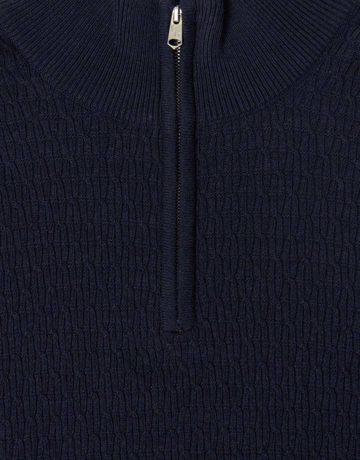 Threadbare Mini Cable Knit Quarter Zip Jumper in Black - zip detail