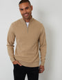 Taupe Mini Cable Knit Quarter Zip Jumper