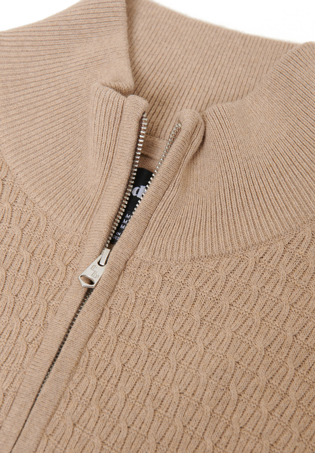 Taupe Mini Cable Knit Quarter Zip Jumper