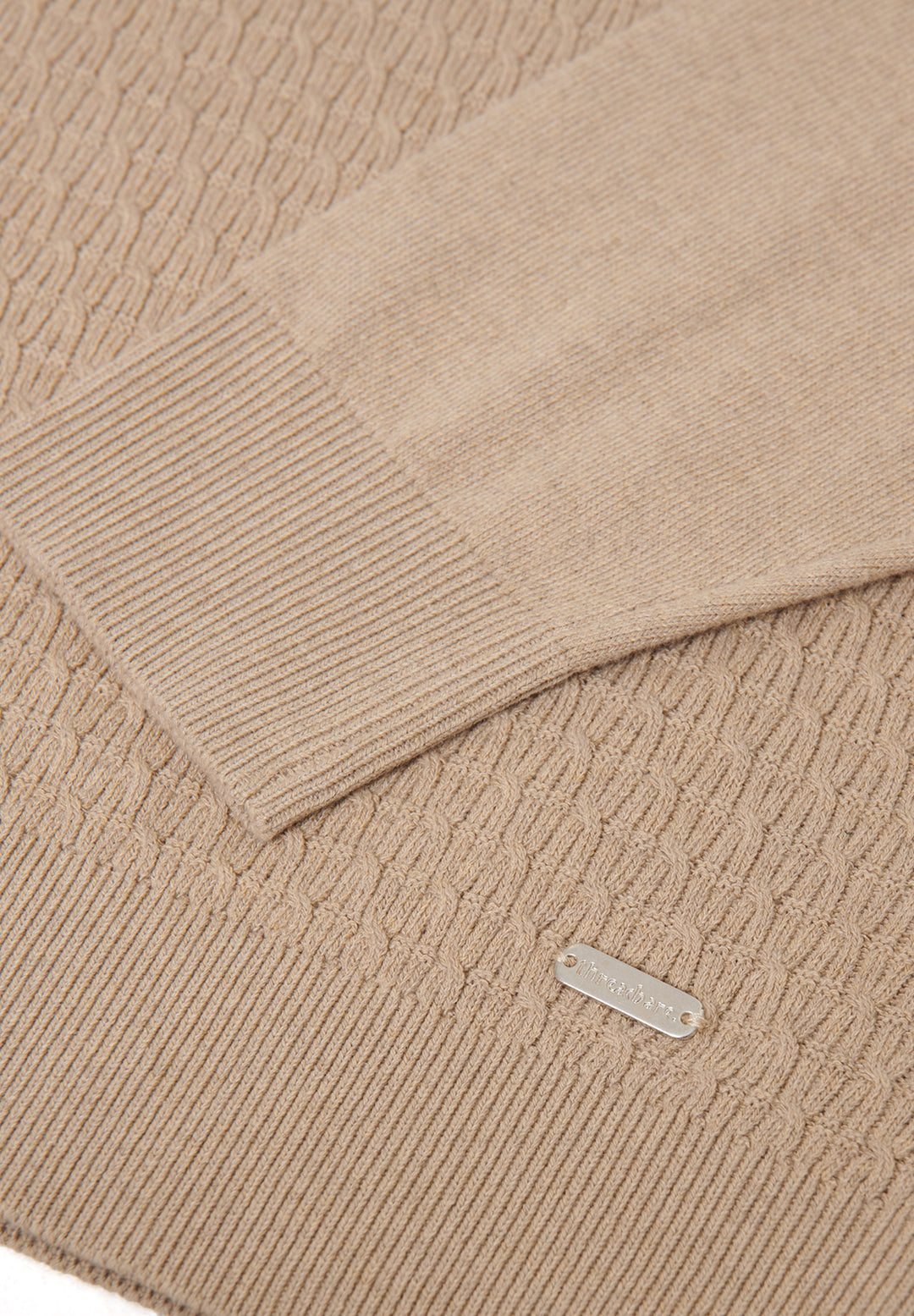 Taupe Mini Cable Knit Quarter Zip Jumper