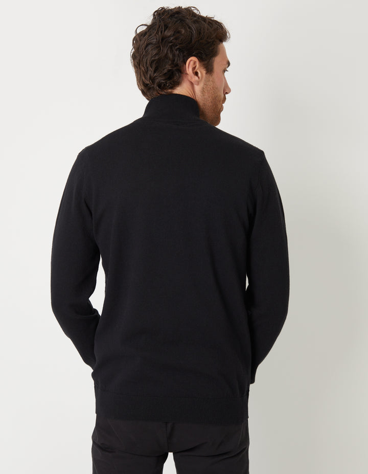 Black Mini Cable Knit Quarter Zip Jumper
