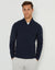 Textured Stripe Detail Knitted Quarter Zip Jumper in Navy