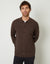 Brown Knitted Button Through Long Sleeve Shirt