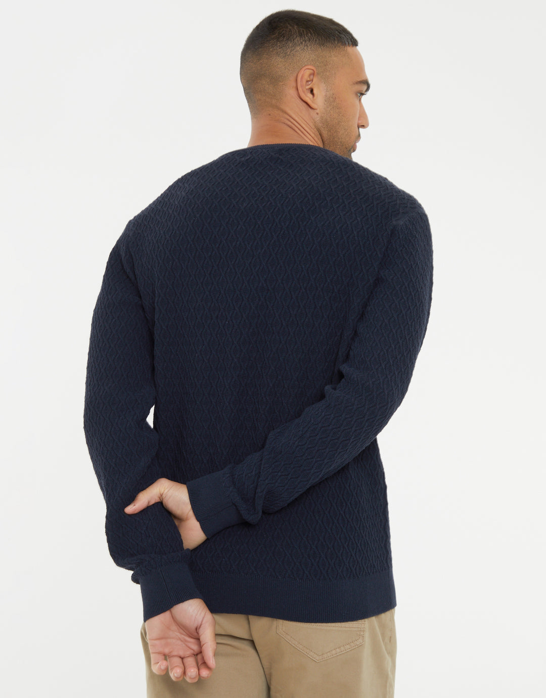 Navy Mini Cable Knit Crew Neck Jumper