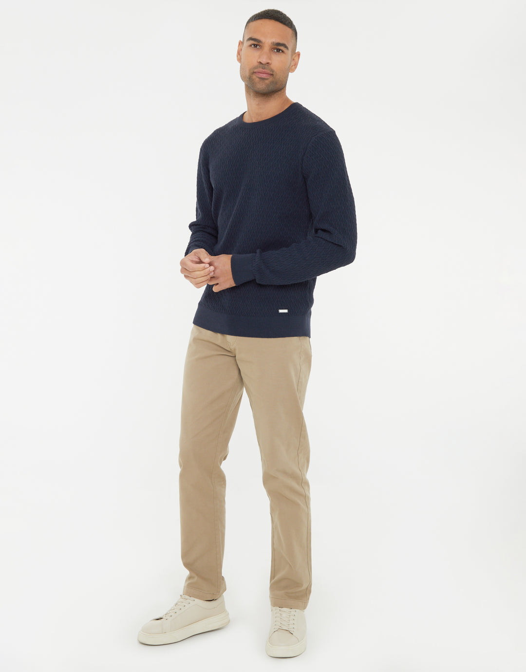 Navy Mini Cable Knit Crew Neck Jumper