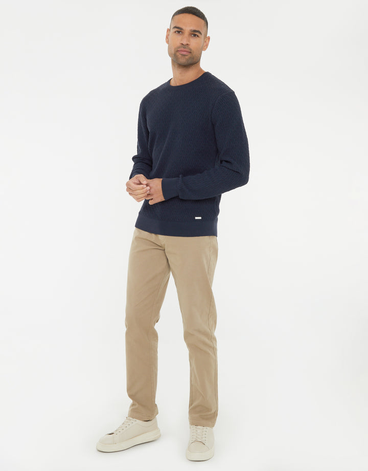 Navy Mini Cable Knit Crew Neck Jumper
