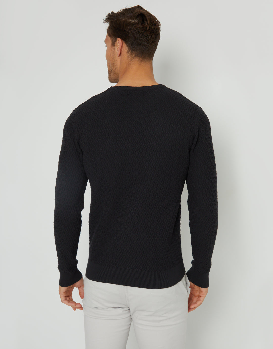 Black Mini Cable Knit Crew Neck Jumper