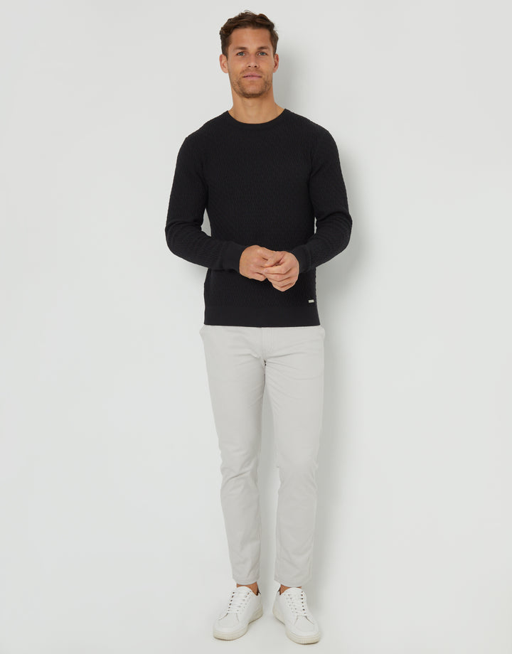 Black Mini Cable Knit Crew Neck Jumper